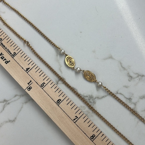 Vintage gold and pearl chain necklace - Picture 3 of 3